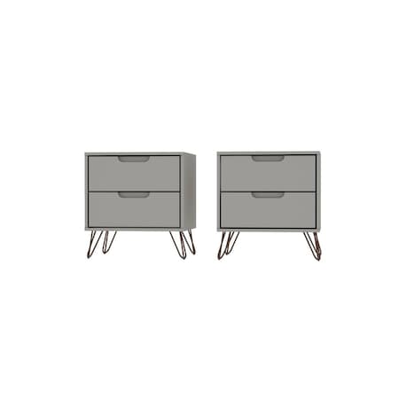 Designed To Furnish Rockefeller 2-Drawer Off White & Nature Nightstand, 21.65 x 20.08 x 17.62 in., 2PK DE2616471